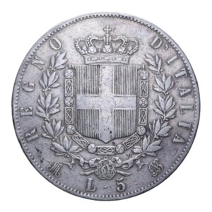 reverse: VITT. EMANUELE II (1861-1878) 5 LIRE 1873 MILANO AG. 24,85 GR. qBB