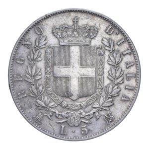 reverse: VITT. EMANUELE II (1861-1878) 5 LIRE 1875 MILANO AG. 24,82 GR. BB+