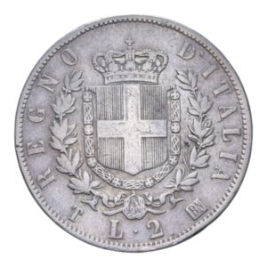 reverse: VITT. EMANUELE II (1861-1878) 2 LIRE 1863 TORINO STEMMA AG. 9,78 GR. MB-BB/qBB