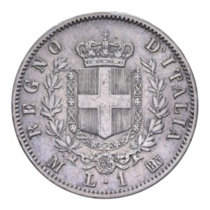 reverse: VITT. EMANUELE II (1861-1878) 1 LIRA 1863 MILANO STEMMA AG. 5 GR. BB/BB+