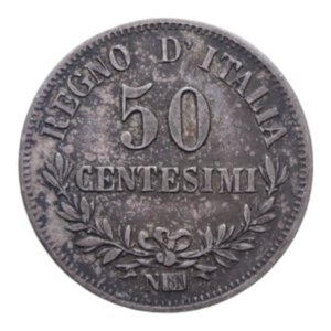 reverse: VITT. EMANUELE II (1861-1878) 50 CENT. 1867 NAPOLI VALORE NC AG. 2,50 GR. BB+