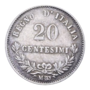 reverse: VITT. EMANUELE II (1861-1878) 20 CENT. 1863 MILANO VALORE AG. 1,03 GR. BB+