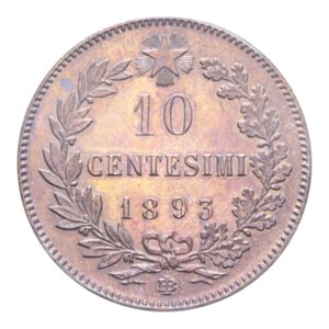 reverse: UMBERTO I (1878-1900) 10 CENT. 1893 ROMA NC CU. 9,87 GR. FDC ROSSO