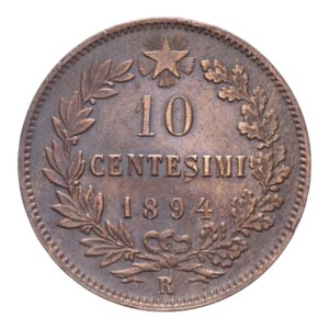 reverse: UMBERTO I (1878-1900) 10 CENT. 1894 ROMA R CU. 9,96 GR. SPL/SPL+