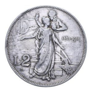 reverse: VITT. EMANUELE III (1900-1943) 2 LIRE 1911 CINQUANTENARIO AG. 10,03 GR. BB