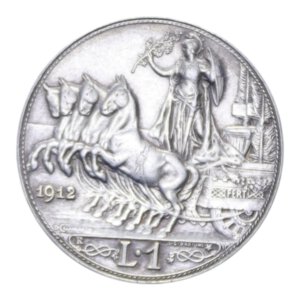 reverse: VITT. EMANUELE III (1900-1943) 1 LIRA 1912 QUADRIGA VELOCE AG. 5,03 GR. SPL