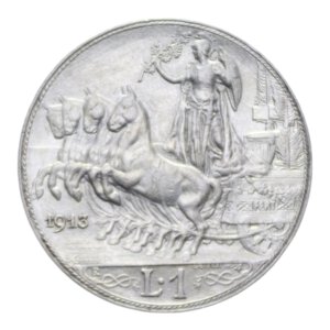 reverse: VITT. EMANUELE III (1900-1943) 1 LIRA 1913 QUADRIGA VELOCE AG. 5,03 GR. SPL+