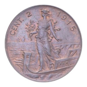 reverse: VITT. EMANUELE III (1900-1943) 2 CENT. 1915 ITALIA SU PRORA CU. 1,99 GR. FDC (TRACCE DI ROSSO)