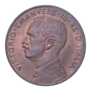 obverse: VITT. EMANUELE III (1900-1943) 2 CENT. 1915 ITALIA SU PRORA CU. 1,96 GR. FDC ROSSO