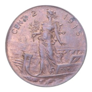 reverse: VITT. EMANUELE III (1900-1943) 2 CENT. 1915 ITALIA SU PRORA CU. 1,96 GR. FDC ROSSO