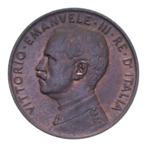 obverse: VITT. EMANUELE III (1900-1943) 2 CENT. 1915 ITALIA SU PRORA CU. 2,07 GR. FDC ROSSO