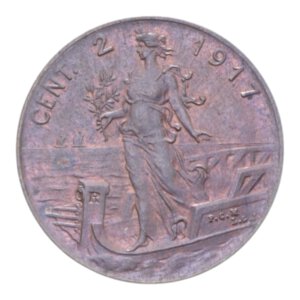 reverse: VITT. EMANUELE III (1900-1943) 2 CENT. 1917 ITALIA SU PRORA CU. 2,06 GR. FDC