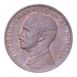 obverse: VITT. EMANUELE III (1900-1943) 1 CENT. 1914 ITALIA SU PRORA CU. 1 GR. FDC (TRACCE DI ROSSO)