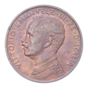 obverse: VITT. EMANUELE III (1900-1943) 1 CENT. 1914 ITALIA SU PRORA CU. 1 GR. FDC ROSSO