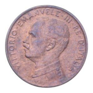 obverse: VITT. EMANUELE III (1900-1943) 1 CENT. 1915 ITALIA SU PRORA CU. 1 GR. FDC ROSSO