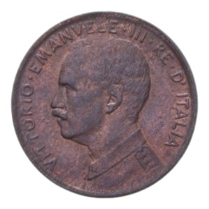 obverse: VITT. EMANUELE III (1900-1943) 1 CENT. 1915 ITALIA SU PRORA CU. 1 GR. FDC ROSSO