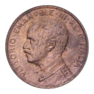 obverse: VITT. EMANUELE III (1900-1943) 1 CENT. 1917 ITALIA SU PRORA NC CU. 1 GR. FDC ROSSO