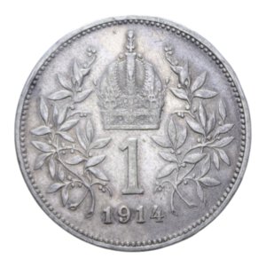 reverse: AUSTRIA FRANCESCO GIUSEPPE I 1 CORONA 1914 AG. 4,90 GR. BB+