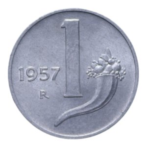 reverse: 1 LIRA 1957 CORNUCOPIA IT. 0,67 GR. FDC