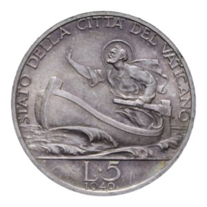 reverse: PIO XII (1939-1958) 5 LIRE 1940 AG. 5 GR. FDC