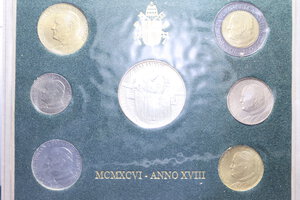 reverse: GIOVANNI PAOLO II (1978-2005) SERIE 1996 IN LIRE CON AG. IN FOLDER FDC