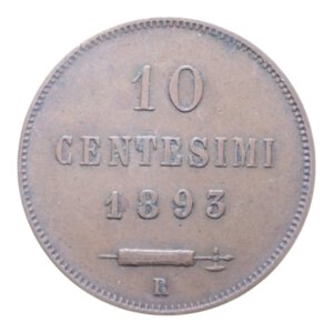 reverse: VECCHIA MONETAZIONE (1864-1938) 10 CENT. 1893 CU. 9,73 GR. BB-SPL
