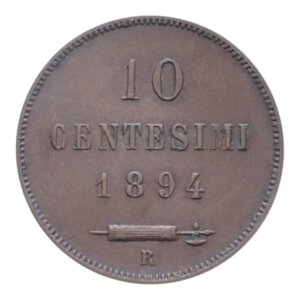 reverse: VECCHIA MONETAZIONE (1864-1938) 10 CENT. 1894 CU. 9,94 GR. BB-SPL
