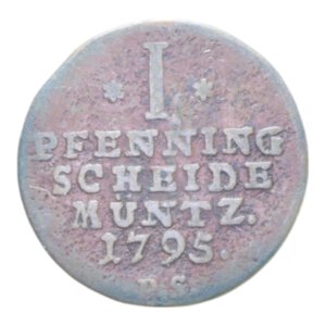 reverse: GERMANIA WALDECK 1 PFENNIG 1795 CU. 1,98 GR. qBB