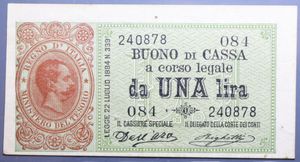 reverse: UMBERTO I 1 LIRA 9/11/1895 RR BB+ (FORI)