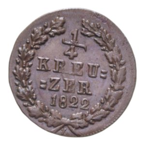 reverse: GERMANIA NASSAU 1/4 KREUZER 1822 CU. 1,37 GR. SPL+