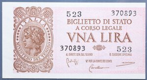 reverse: LUOGOTENENZA 1 LIRA 1944 ITALIA LAUREATA TAGLIO ERRATO qFDS