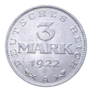 reverse: GERMANIA 3 MARK 1922 A AIT. 1,98 GR. FDC