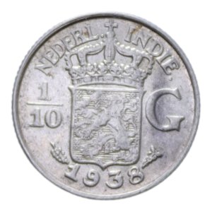 reverse: INDIE OLANDESI 1/10 GULDEN 1938 AG. 1,24 GR. SPL