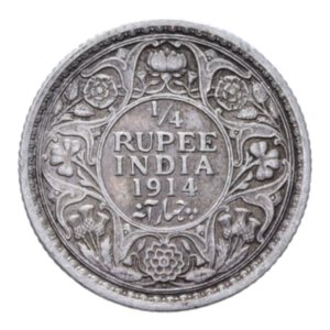 reverse: INDIA INGLESE GIORGIO V 1/4 RUPIA 1914 AG. 2,91 GR. BB