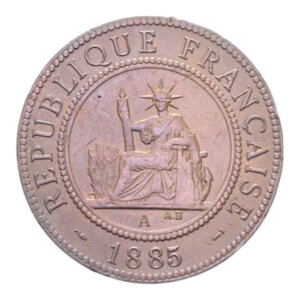 obverse: INDOCINA FRANCESE 1 CENT. 1885 A CU. 9,97 GR. BB-SPL