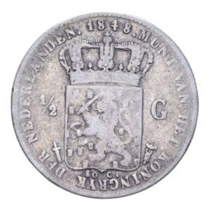 reverse: OLANDA WILLEM II 1/2 GULDEN 1848 AG. 4,82 GR. qBB