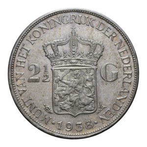 reverse: OLANDA WILHELMINA 2 1/2 GULDEN 1938 AG. 25,09 GR. qSPL/SPL