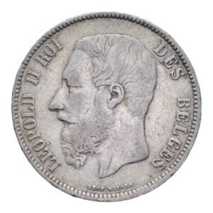 obverse: BELGIO LEOPOLDO II 5 FRANCS 1868 AG. 24,83 GR. BB/BB+