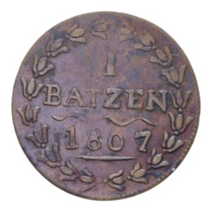 reverse: SVIZZERA AARGAU 1 BATZEN 1807 R MI. 2,65 GR. BB+