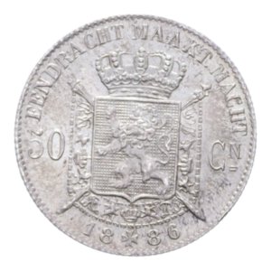 reverse: BELGIO LEOPOLDO II 50 CENT. 1886 AG. 2,53 GR. FDC (SEGNETTO AL D/)