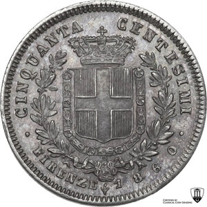 reverse: Re Eletto. Vittorio Emanuele II (1859-1861). 50 centesimi 1860 F