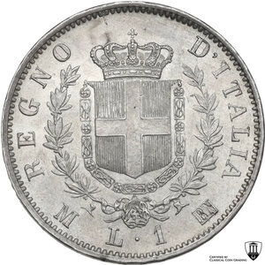 reverse: Vittorio Emanuele II  (1861-1878). Lira 1863 M