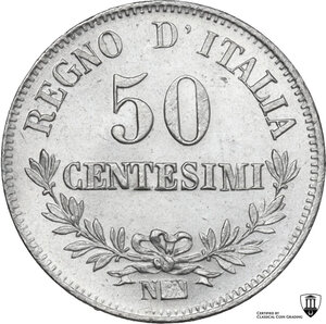 reverse: Vittorio Emanuele II  (1861-1878). 50 centesimi 1863 N