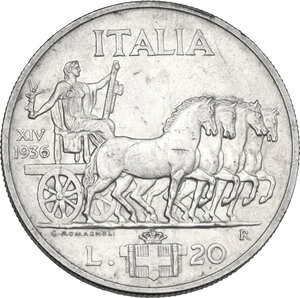 reverse: Vittorio Emanuele III (1900-1943). 20 lire 1936