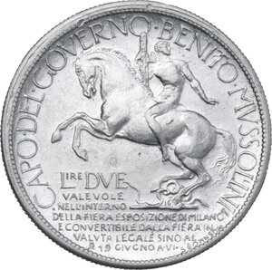 reverse: Vittorio Emanuele III (1900-1943).. 2 lire 1928 