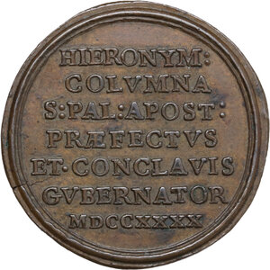 reverse: Sede Vacante (1740). Medaglia emessa dal Prefetto dei Sacri Palazzi Apostolici e Governatore del Conclave Monsignor Girolamo Colonna