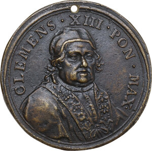 obverse: Clemente XIII (1758-1769), Carlo Rezzonico.. Medaglia straordinaria allusiva alla lotta contro i Gesuiti