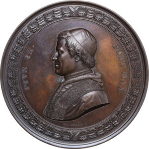 obverse: Pio IX  (1846-1878), Giovanni Mastai Ferretti. Medaglia massimo modulo 1851 per il restauro dell altare di San Giovanni in Laterano