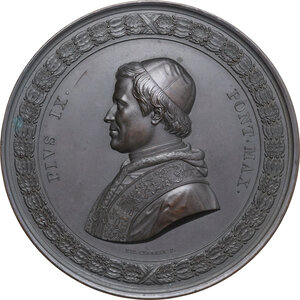 obverse: Pio IX  (1846-1878), Giovanni Mastai Ferretti. Medaglia massimo modulo 1854 per la costruzione del ponte di Ariccia