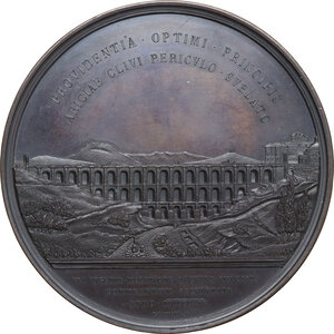 reverse: Pio IX  (1846-1878), Giovanni Mastai Ferretti. Medaglia massimo modulo 1854 per la costruzione del ponte di Ariccia